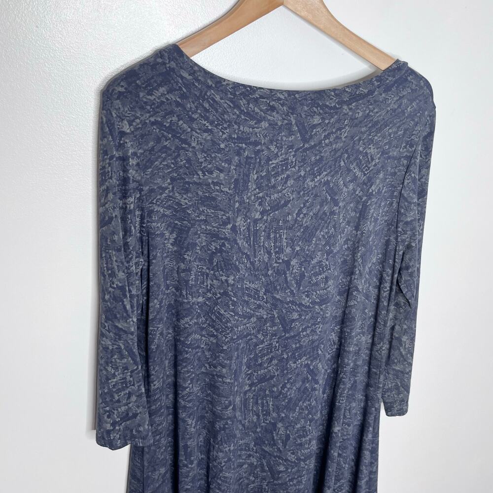 Cut Loose Blue Abstract Print Sharkbite Tunic Top Pockets Rayon USA Women’s S - Picture 7 of 10